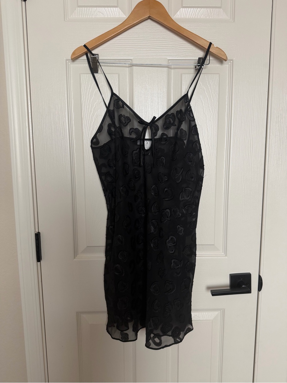 Y2K Morgan Taylor Black Sheer Slip Dress with Heart Appliqué